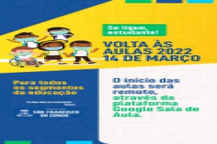 Aulas da Rede Municipal começam dia 14 de março