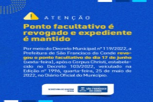 Ponto facultativo é revogado e expediente é mantido