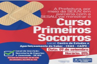 Inscrição para o Curso de Primeiros Socorros acontece de 05 a 08 de setembro