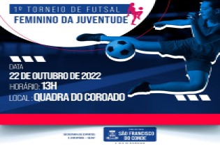 1º Torneio de Futsal Feminino da Juventude, acontecerá no dia 22 de outubro