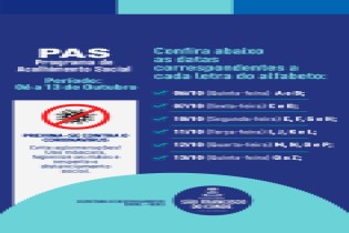 PAS estará disponível para os beneficiários nesta quinta-feira (06/10), por ordem alfabética
