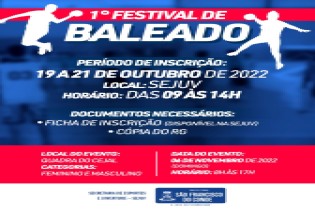 Inscrições para o 1º Festival de Baleado, acontecem de 19 a 21 de outubro