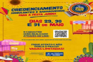 SEPLANDEC: credenciamento de ambulantes e barraqueiros para o Arraiá Joia do Recôncavo, acontece nos dias 29, 30 e 31 de maio