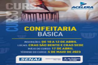 Inscrições para o Curso de Confeitaria Básica acontecem de 10 a 12 de abril