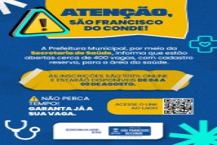 Prefeitura de São Francisco do Conde abre cerca de 400 vagas na área da saúde