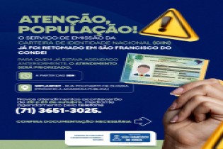 Serviço de emissão da Carteira de Identidade Nacional (CIN) é retomado em São Francisco do Conde