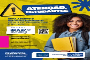 Prefeitura de São Francisco do Conde abre recadastramento da Bolsa Universitária e Técnica