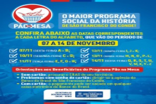 Prefeitura Divulga Cronograma de Pagamentos do Programa Pão na Mesa
