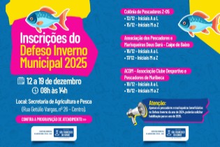 Inscrições para o Defeso Inverno Municipal 2025 começam no dia 12 de dezembro