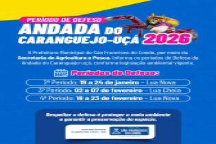 Prefeitura divulga períodos de defeso da andada do caranguejo-uçá em 2026